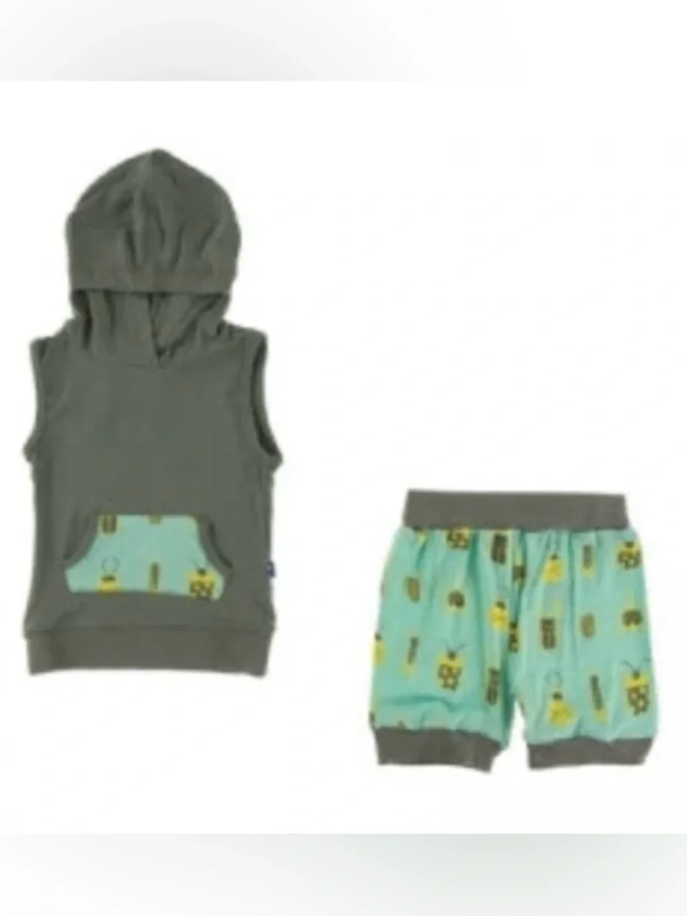 NWT KicKee Pants Print Short Sleeve Hoodie Tank and Shorts Matching Outfit